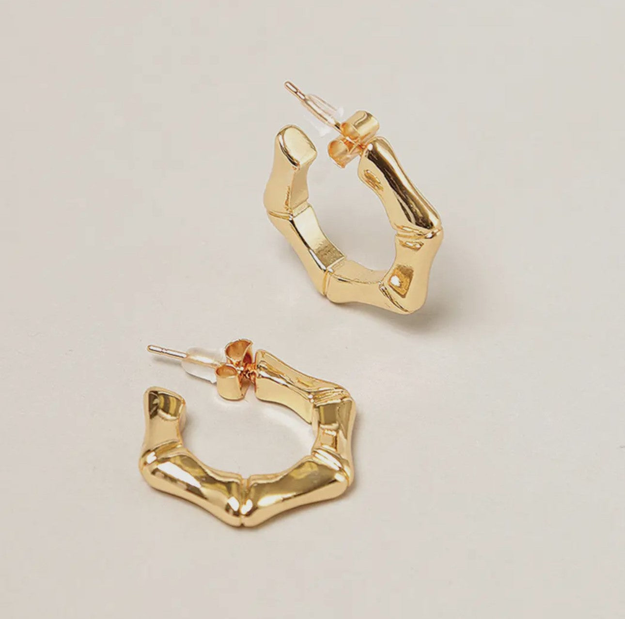 14k gold hexagon store hoop earrings