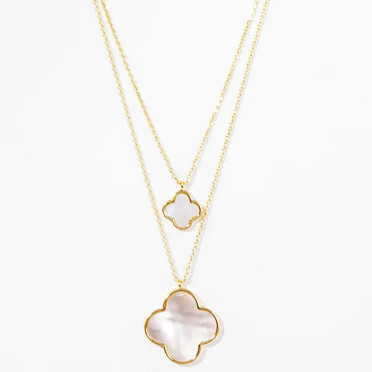 Gold-Plated Double Clover Pendants Necklace