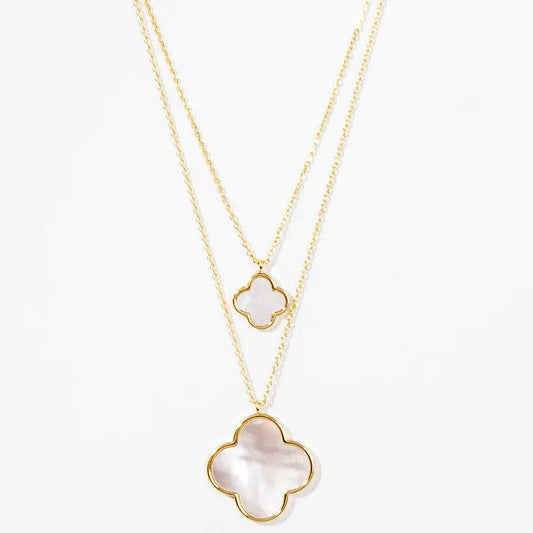 Gold-Plated Double Clover Pendants Necklace