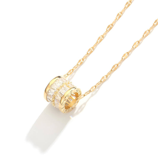 18K Gold Plated Cylinder Diamond Necklace