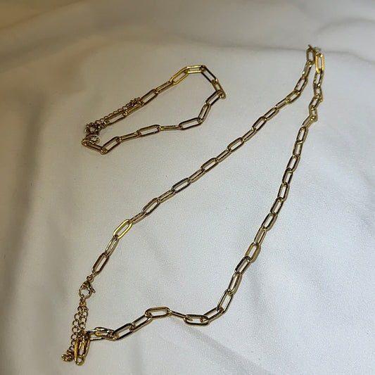 18K Gold Plated Bracelet + Necklace Chain Set