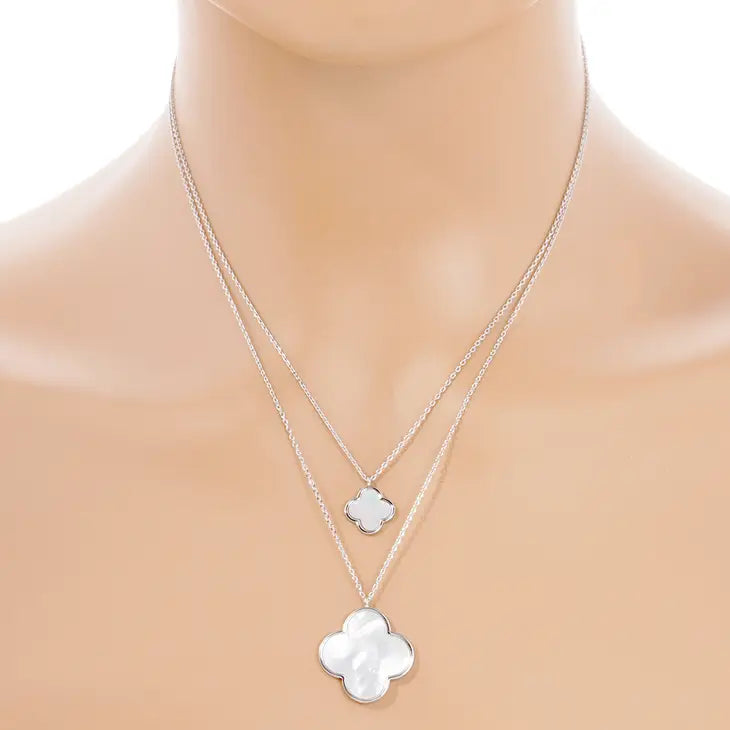 Gold-Plated Double Clover Pendants Necklace