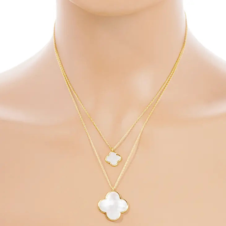 Gold-Plated Double Clover Pendants Necklace