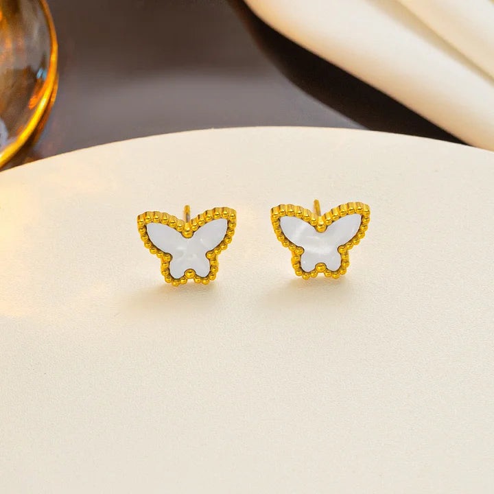 White Butterfly Earrings